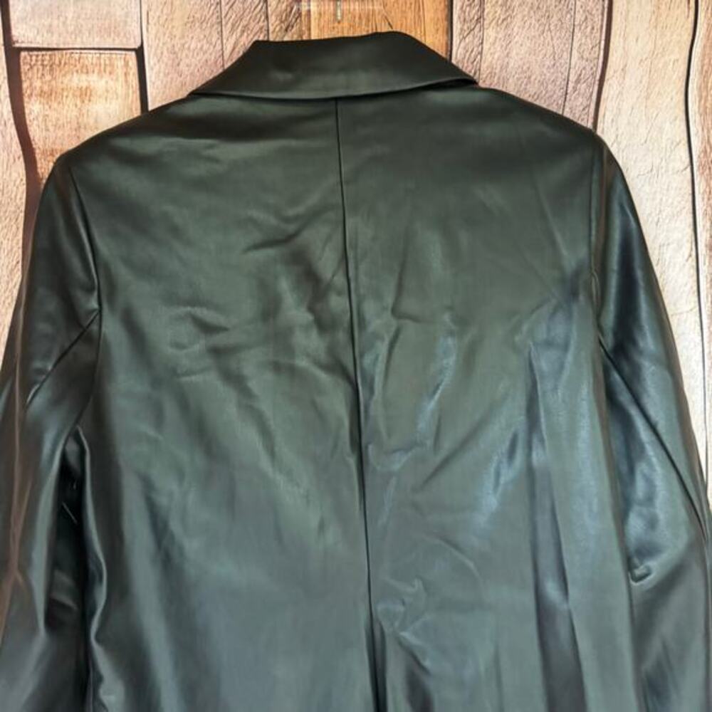 Abercrombie‎ & Fitch Faux Leather Jacket Black Large Workwear Minimalist NWT - Picture 5 of 9